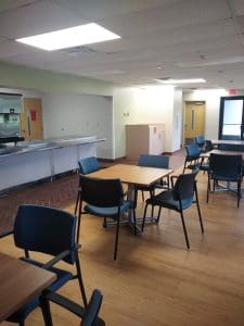 chairs and tables set up in the cafeteria at Anabranch Recovery Center - Terre Haute Drug and Alcohol Addiction Treatment Center and Detox ServicesAnabranch Recovery Center - Terre Haute Drug and Alcohol Addiction Treatment Center and Detox Services