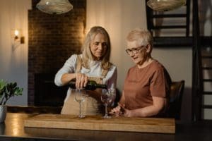 Drug and Alcohol Addiction in Older Adults, Older adults with drug or alcohol addictions, women drinking wine addiction recovery