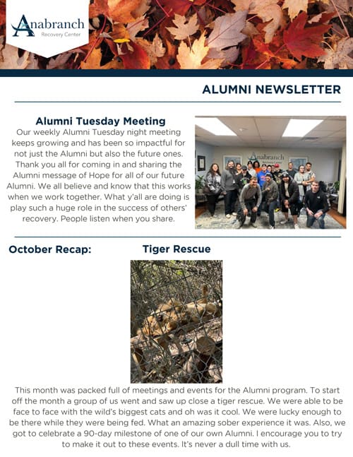 Anabranch Recovery Center Alumni Newsletter October 2025
